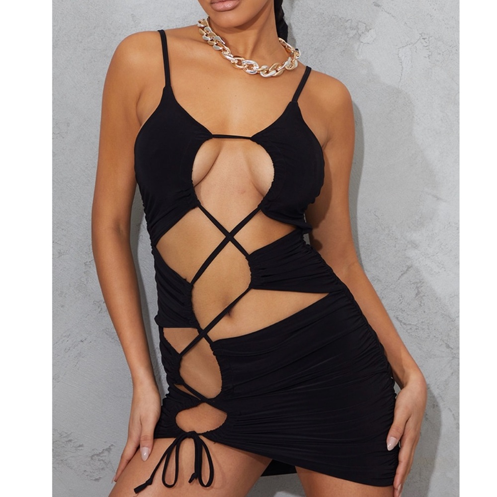 Black cut out mini dress